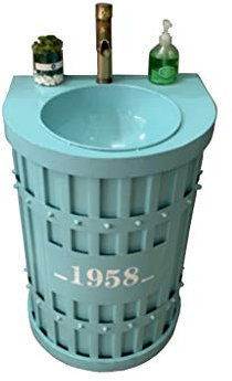 F-HOME Lavabo, Lavabo in Ferro Battuto in Stile Industriale Servizi Igienici for La Casa Lavandini del Bagno (Colore : Azzurro)