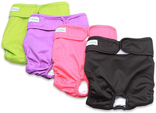 Teamoy 4Pcs Umweltfreundliche Weibliche Hundewindeln, XL | Super Saugfähige Wiederverwendbar Wickelwindeln für Hunde, Waschbare Windeln für Hündinnen