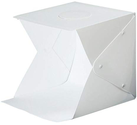 JHNEA Fotostudio Lichtzelt 40x40x40cm Tragbare Faltbare Fotografie Schießzelt Fotobox Kit mit 5500k Dimmbare 80 LED Beleuchtung 2 Hintergründe (Weiß, Schwarz),White