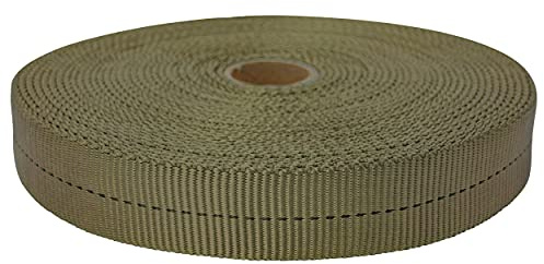GM CLIMBING MIL-W-5625 Nylon-Gurtband, 1814 kg, 2,5 cm x 9 m, Hellbraun 499