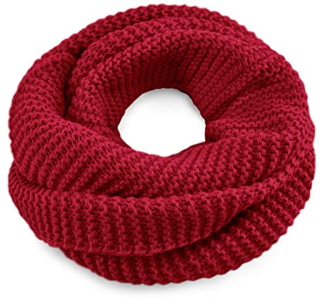 Neverless® Damen Loopschal Strickschal Schlauchschal Winterschal einfarbig rot unisize