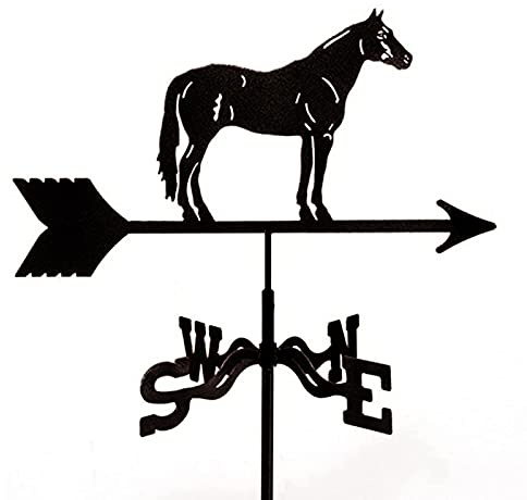 ANCNA Weathervane Cast Iron Horse Wind direction indicator with Roof Mount, Weather Vane Garden Metal Decorations Wind Direction Indicator for Outdoor Roof Farm Yard