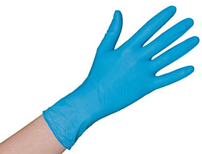 BICAP 1000 guantes de nitrilo azul, talla L, sin polvo, desechables, aptos para alimentos, ISO 374-1:2016 T