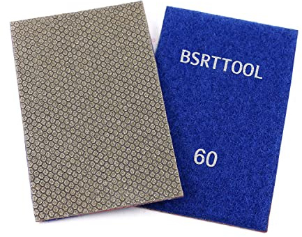BSRTTOOL Hojas de papel de lija de diamante con gancho y bucle trasero de nailon (grano 60)