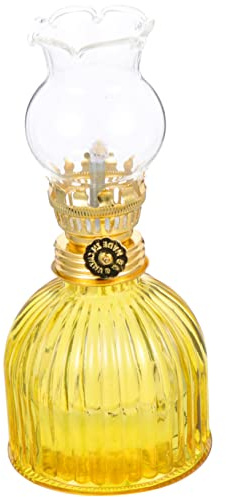 Tofficu Vintage Kerosene Lamp Candlestick Oil Lantern for Indoor Use Glass Tabletop Lamp for Living Wick for Lighting