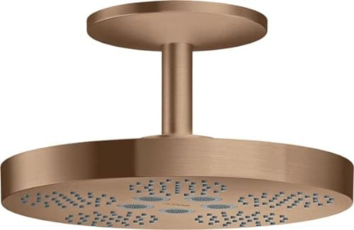 hansgrohe AXOR One Duschkopf 280 2 Strahlarten mit Deckenanschluss, 48494310, Farbe: Brushed Red Gold