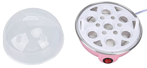 Cuociuova di Gallina, Bollitore Rapido per Uova, Fino a 7 Uova Sode Grandi, Bruciature Anti-Secco, Spegnimento Automatico per Uova in Camicia con Piastra (Rosa)