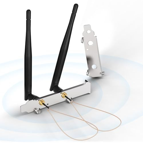 Bingfu WLAN-Antenne 2,4 GHz, 5,8 GHz, 3 dBi RP-SMA-Antenne + Mini-PCI-E auf RP-SMA-Kabel + PCI-Rücksteckplatzabdeckung für WLAN-Router, Drahtloser Mini-PCI-Express PCIE-Netzwerkkartenadapter