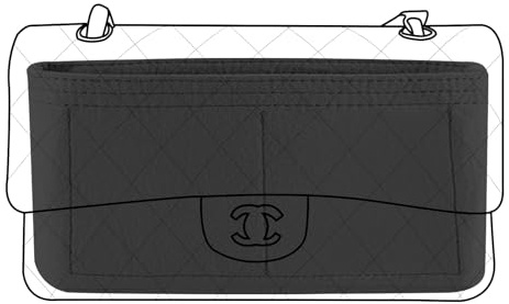 Lckaey Y069black-M Taschen-Organizer für Chanel-Tasche, klassische Klappe, Geldbörseneinsatz – Handtaschen-Filz-Einsatz