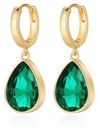 Mesovor Kristall Creolen Ohrringe für Damen, 18 Karat Vergoldete Funkelnde Kristall Wassertropfen Ohrringe Hängend, Schmuck, Geschenke für Ehefrau, Mutter