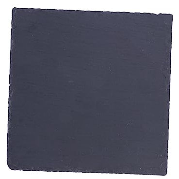 DECHOUS Natural Square Stone Plate 15cm Black Serving Tray for Western Food, Sushi, Cheese, Pizza and Barbecue Heat-Resistant Fruit and Dessert Platter for Restaurant and Home Use