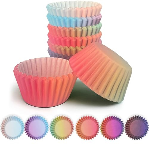 Gcardist 300-Count Gradient Cupcake Liners Cupcake Cups Food Grade Design Cupcake Papers Baking Cups Cupcake Wrappers（Small Size）