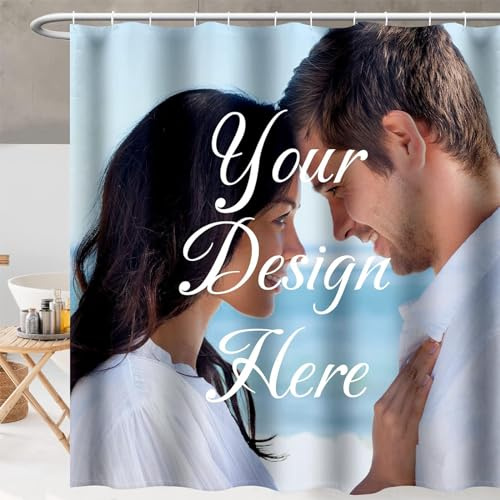 Goplnma Personalisierter Duschvorhang, individuelles Duschvorhang-Set mit Foto wasserdichter Benutzerdefinierte Duschvorhang für Home Badezimmer Dekor Personalisierte (120 x 200 cm,1)