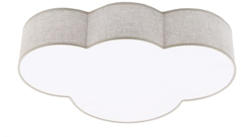 Licht-Erlebnisse Deckenleuchte Kinderzimmer Leinen Stoff B: 63 cm E27 Weiß Beige 4-flammig Kinderzimmerlampe Decke Deckenlampe Wolkenlampe