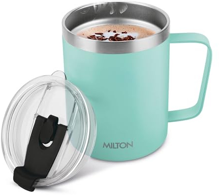 MILTON 14 Oz Travel Mugs for Hot Drinks with Straw, Vacuum Insulated Coffee Cup Flask with Lid, Double Walled, Stainless Steel, Keeps Drinks Hot or Cold for 10 Hours, Dishwasher Safe, Clifton 400