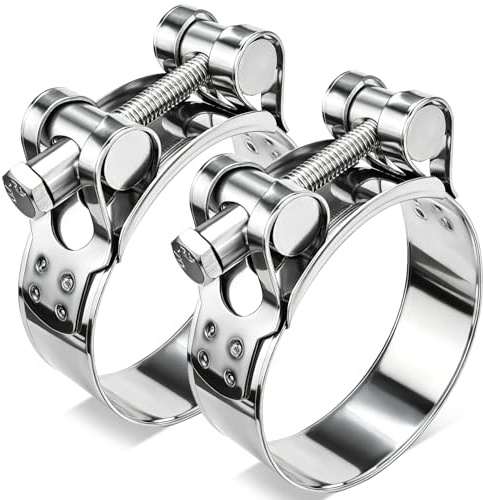 Fomiata 2Pcs 201 Stainless Steel T-Bolt Hose Clamps,Clamp Range 60-63mm ， Band Width 22mm (60-63mm 2pcs)