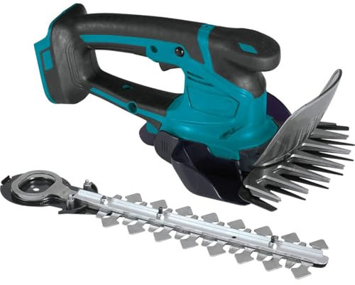 ZbOLi Cortasetos inalámbrico 2 en 1, Cortasetos eléctrico Ligero de Mano con batería, Cargador y 2 Cuchillas, Cortasetos pequeño de 22000 RPM, para arbustos, jardín, césped, poda Verde B