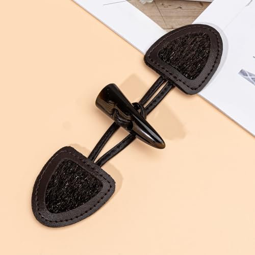 ZENZDS 16 cm, 5/10 Paar, Kaffee/Schwarz, PU-Leder, Horn-Kippknöpfe, Leder-Knebelknopf, zum Aufnähen, Knebelverschluss für Mantel, Windjacke, Jacke, Kleidung