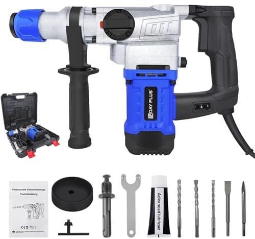 Corded Rotary Hammer Drill 1800W SDS Hammer Drills Power Drills Corded Electric Chisel Concrete Tile Breaker Demolition Heavy Duty Including Drill Bits, Flat, Point Chisels