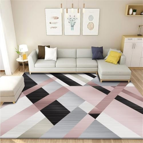 Kunsen 140X200CM Flokati Teppich Wohnzimmer einfache und modische Dekoration Bereich Teppich Teppich Badezimmer Set Mehrfarbig Dekorativer Teppich Teppich Läufer Waschbar