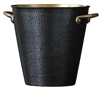 ZYLHGIKBAD Eisbehälter Gehämmerter Kupfer-Eiskübel im Retro-Stil, handgefertigter, isolierter Metall-Eiskübel, ideal für die Hausbar, Champagner-Weinflasche, Eiskübel für