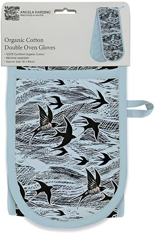 Museums & Galleries Double Oven Gloves - Heat Resistant Organic Cotton - Swallows and Sea Angela Harding Design - Stylish Kitchenware