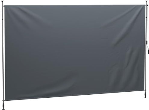 Outsunny Marquise à Pince avec manivelle réglable en Hauteur Marquise à Bras articulé Marquise sans percer Protection Solaire résistante aux UV, Support Mural Inclus Marquise Solaire Largeur 400 cm