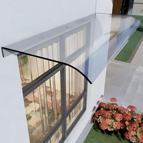 Outdoor Marquise, Terrassenüberdachung, transparente Polycarbonat-Markise, UV-Schutz, regen-, schneebeständig, unsichtbare Fenstermarkise für Terrasse (50 x 320 cm)