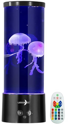 Lunartec Quallenlampe: LED-Quallen-Leuchte, 17 Farben, 4 Modi, 3 Helligkeiten, Fernbedienung (LED Quallenleuchte, Lichter, Lava)