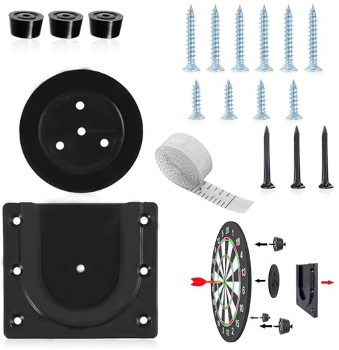 Dartboard Bracket Hanging Darts Accessories - Plastic Dartboard Mounting Bracket Kit with Screws, Nails, Tape Measure, U-Design, Durable for Home & Office Use, Easy Installation, 2-Pack