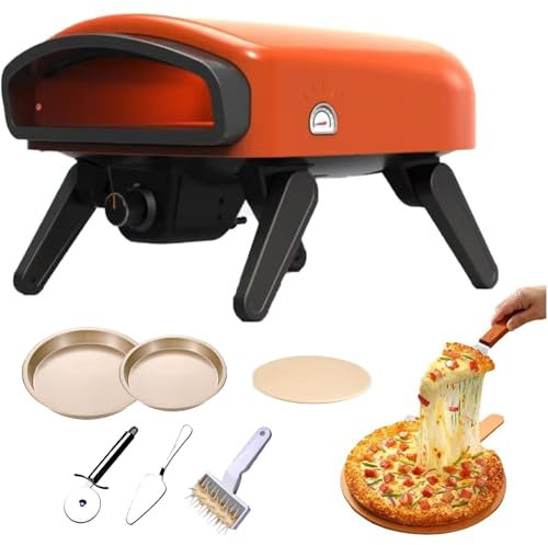 Four à pizza à gaz avec pierre rotative à 360° et brûleur d'appoint - Four de cuisine d'extérieur portable au propane