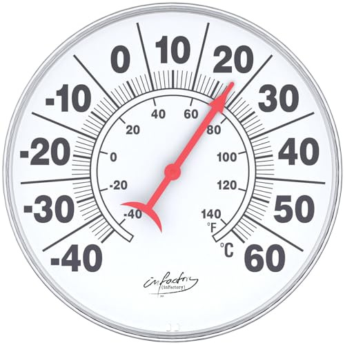 infactory Fensterthermometer: Bimetall-Thermometer für innen und außen, Temperatur in °C und °F (Wandthermometer, analog Thermometer, WC)