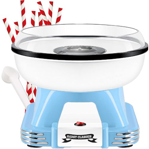 Gadgy Cotton Candy Machine – Candy Floss Maker - Blue | Retro Cotton Maker - Suitable for Sugar or Candies - Including 10 Candyfloss Sticks