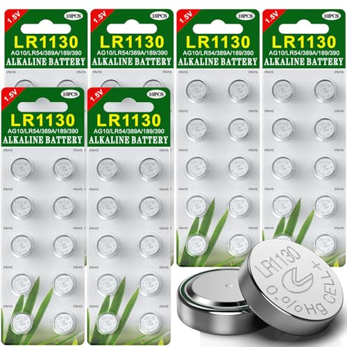 GutAlkaLi 60 Stück AG10 LR1130 1.5V Alkaline Knopfzelle Batterien ohne Quecksilber