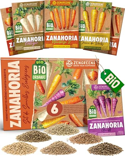 ZenGreens® - Set di Semi di Carota bio (6 pezzi) - 6 Semi di Carota per Coltivazione Facile in Giardino, Balcone o Serra - Semi da Piantare - Sementi
