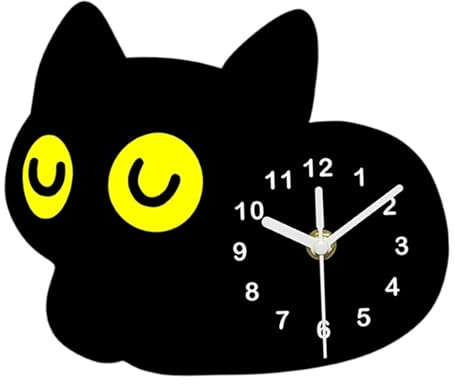 Fenteer Tischuhr mit Katzenmotiv, analoge Kinderuhr, geräuschlos, Dekoration für Küche und Wohnzimmer im Landhausstil