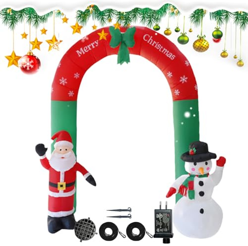 Arco Gonfiabile Di Natale,Decorazione Gonfiabile di 2,40 metri con Illuminazione a LED - Arco Gonfiabile di Feste per Allee,per Giardino Cortile Patio