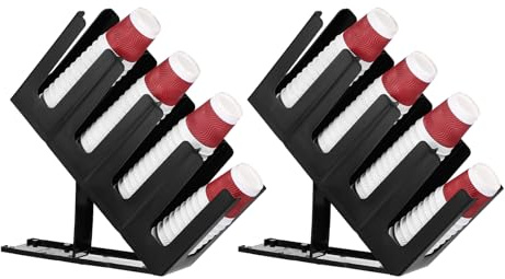 QUARKZMAN 2 Pezzi Porta Bicchieri E Coperchi Dispenser Organizzatore Per Caffetteria Bar Ristorante Cucina Con 4 Scompartimenti, Nero