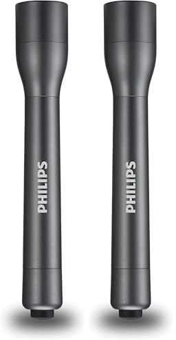 Philips Lampe Torche - SFL4002T/10 - Lampe de Poche LED - 110 Lumens - 2 Piles de AA Inclus - Étanchéité IPX4 (Lot de 2)