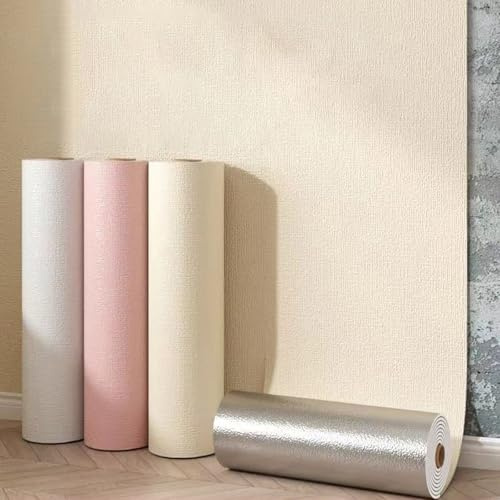 Papier Peint Anti Humidité Adhesif Mural, Panneau Mural Isolant Thermique Decoratif Mousse de 3 MM pour Cuisine Chambre Salle de Bain, Imperméable, Réduction du Bruit(Beige,50x2000cm)