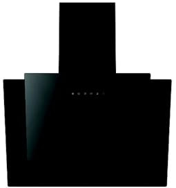 Cookology Essentials 60cm Extractor Hood - 594 m³/h Air Flow - Angled Chimney Cooker Wall Mounted - 3 Speeds - 2 LED Lights - Energy Rating A - Grease Filter - Black
