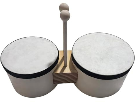 Bongo Trumma, slagverksinstrument, trä, musikleksak, barntrumma, 2–4 år, trumset för nybörjare och trummor, fiësta klassrum