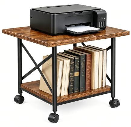 leafence 2-Tier Printer Stand with Storage Shelf, Rolling Printer Cart