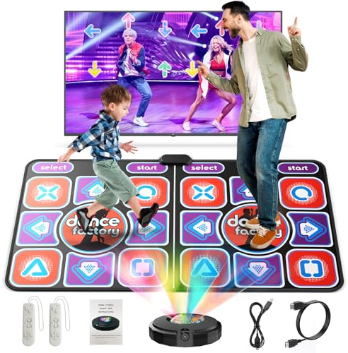 Lubirayi Elektronische Tanzmatte Familien für TV mit Kamera - Interaktive Doppelte rutschfeste Musikmatte, Tanz Fitness für Kinder und Erwachsene, Geburtstags Jungen & Mädchen