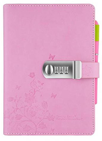 Yakri Tagebuch Notizbuch Notebook PU Lederbuch Skizzenbuch Journal,Notebook Sketchbook Memo Tagebuch Mit Schloss Code TPN099 (5.71x8.27 inch) rose