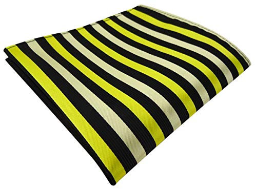 TigerTie Designer Einstecktuch in gelb zitronengelb schwarz gestreift - Tuchgröße - Gr. 25 x 25 cm