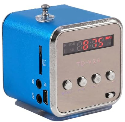 Mini Altavoz de Radio FM portátil, Reproductor de música estéreo Digital MP3 MP4, Soporte TF, Tarjeta USB, Disco FM (Blue)