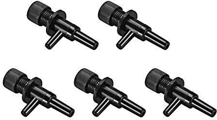 sourcing map Aquarium Air Valve 2 Way Air Pump Control Valves for Fish Tank Plastic Black 5Pcs