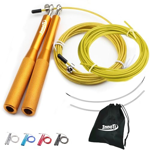 InnoTi Springseil Erwachsene Fitness - Mit Oder Ohne Ballast - Speedrope Seilspringen Crossfit für Boxen - Anti-Rutsch Leichte Aluminium Griffe für Double Unders