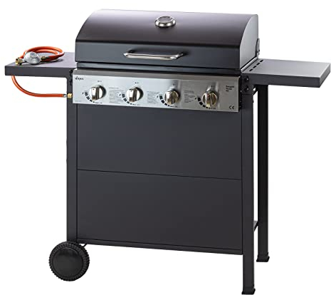 DEMA Gasgrill Grillwagen Grill Texas 4X 4 Brenner Grillrost 59x35 cm 12 kW mit Ablagen
